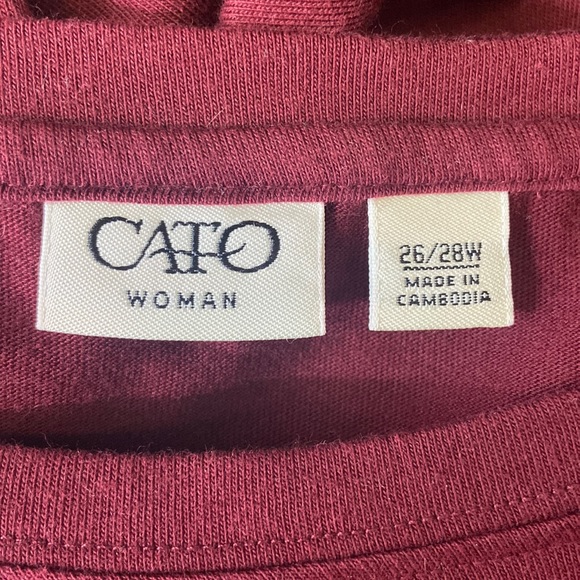 Cato burgundy cotton blend basic long sleeve top - Picture 3 of 14